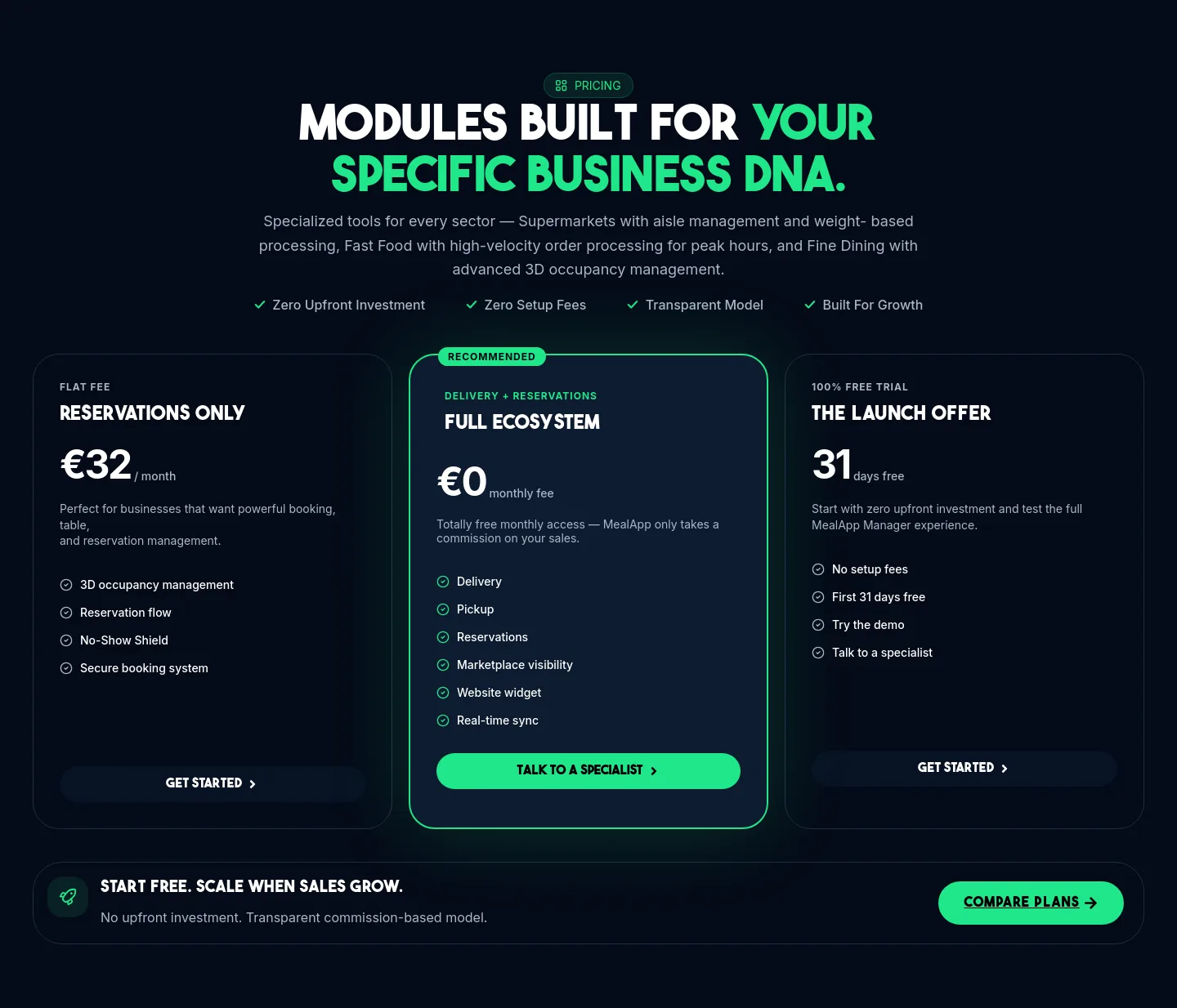 mealapp.be — a real Features section