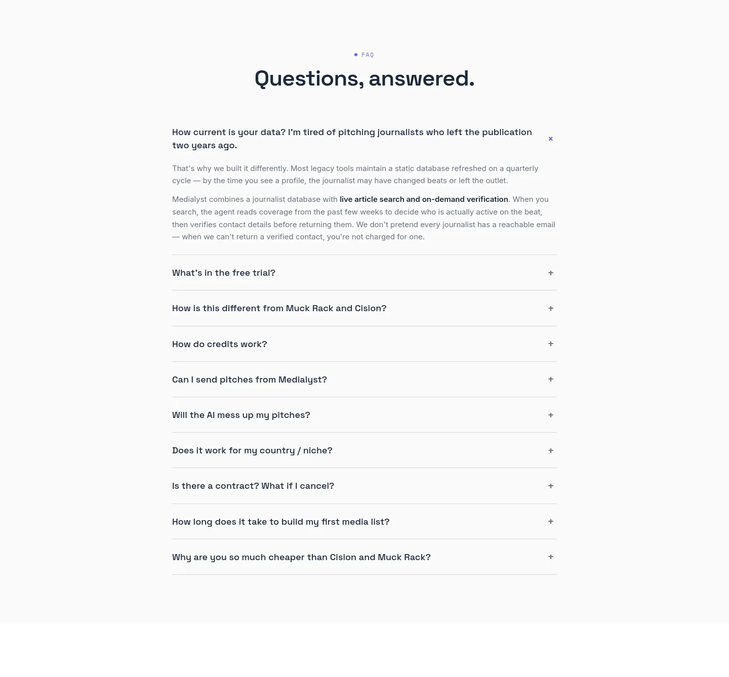medialyst.ai — a real FAQ section
