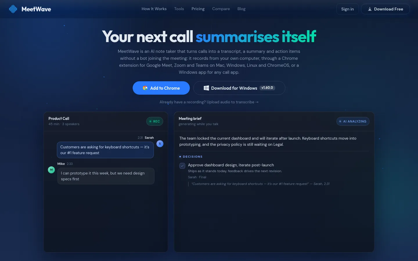 meetwave.io — a real Hero section