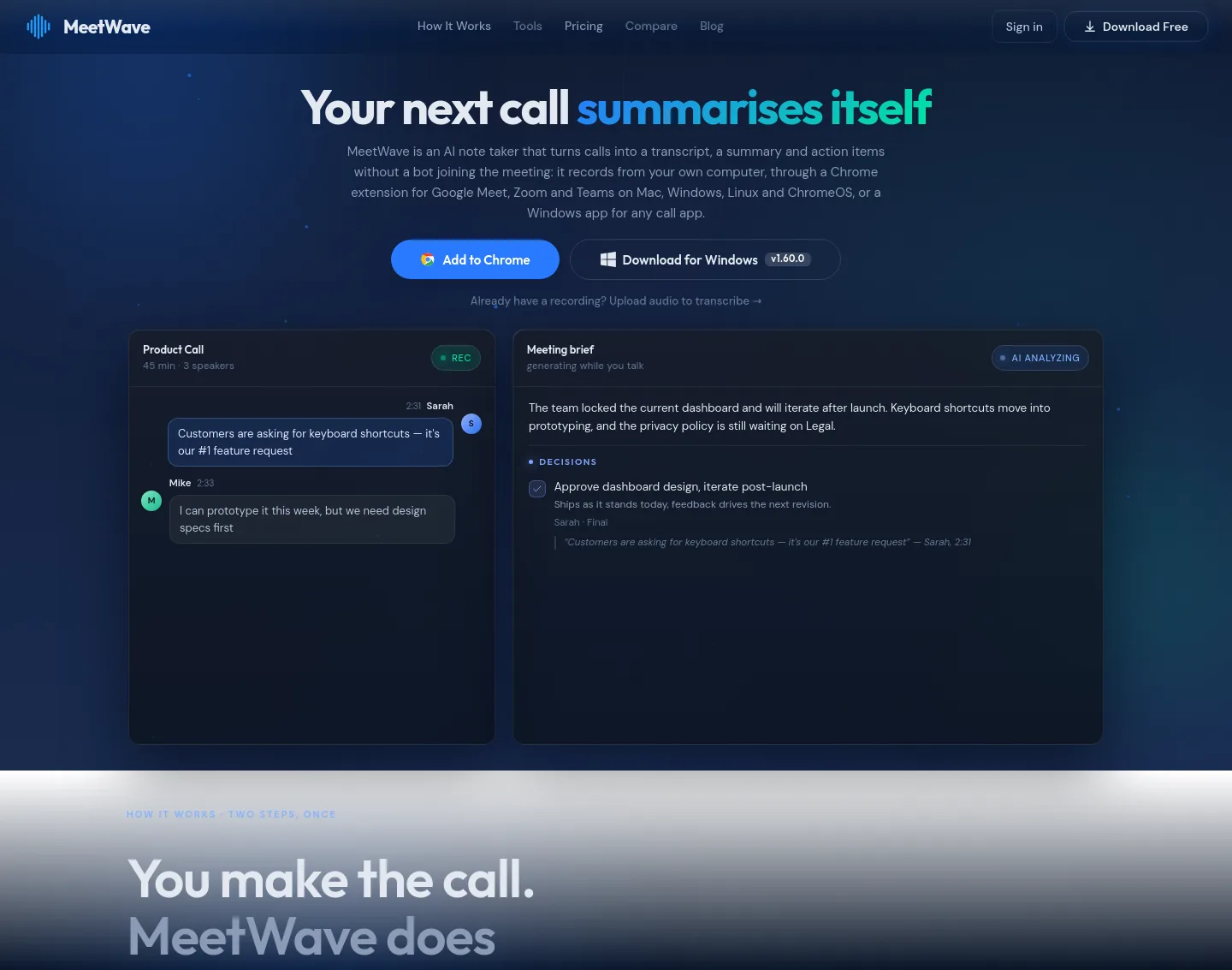 meetwave.io — a measured funnel