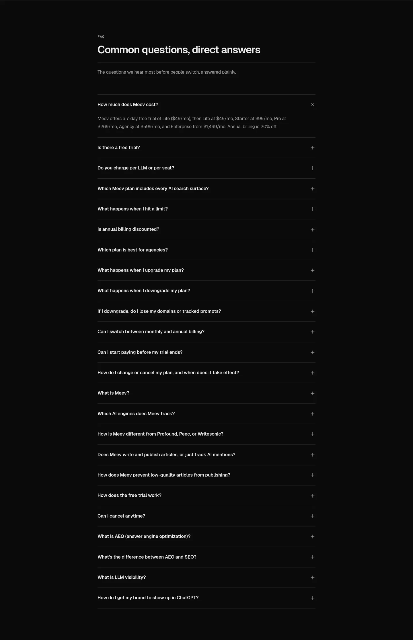 meev.ai FAQ section