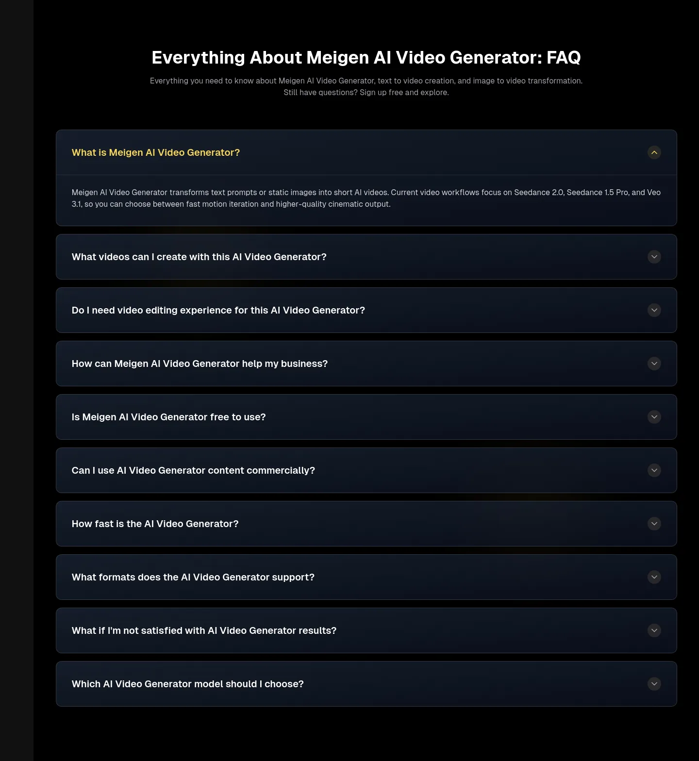 meigen-ai.com FAQ section