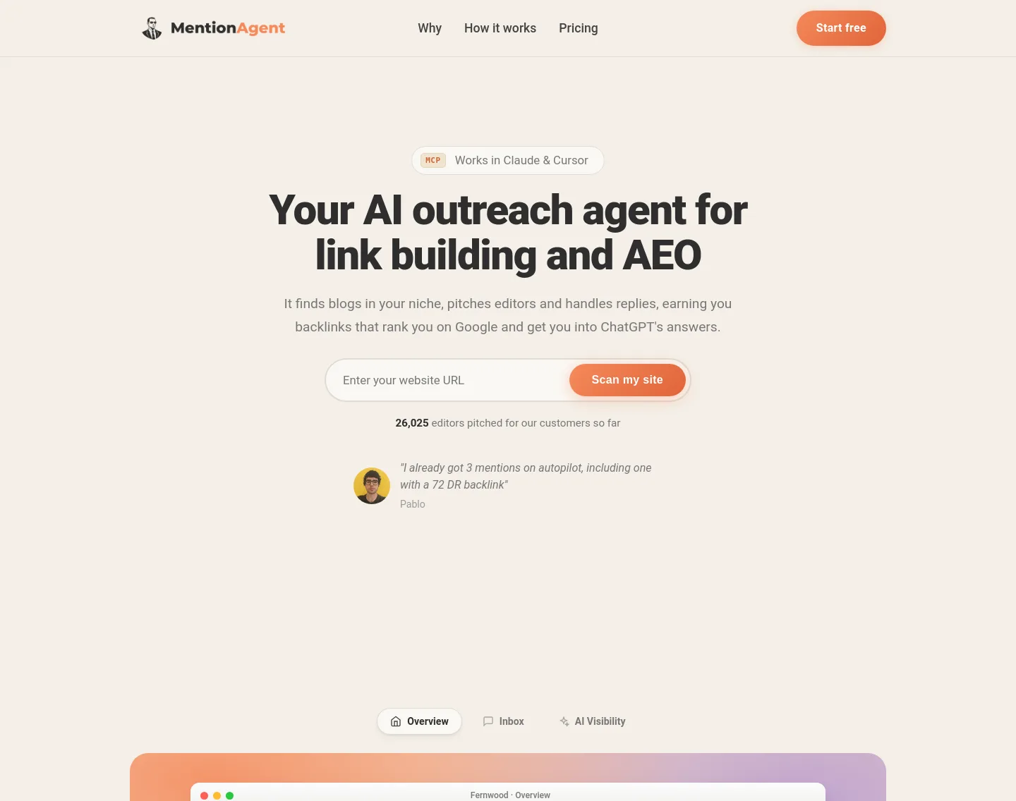 mentionagent.ai — a real Hero section