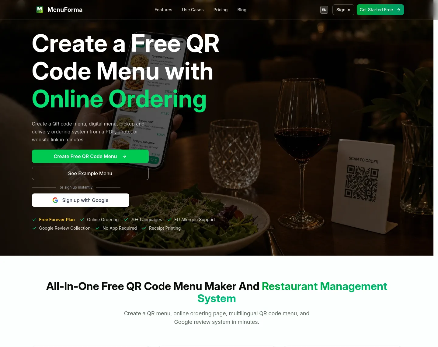menuforma.com — a measured funnel