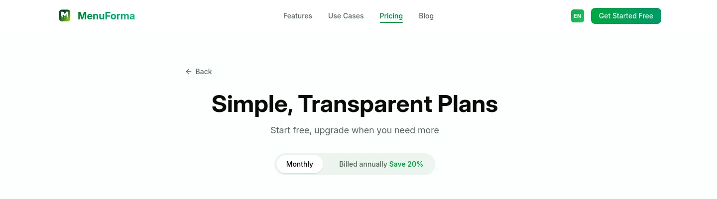 menuforma.com — a real Hero section