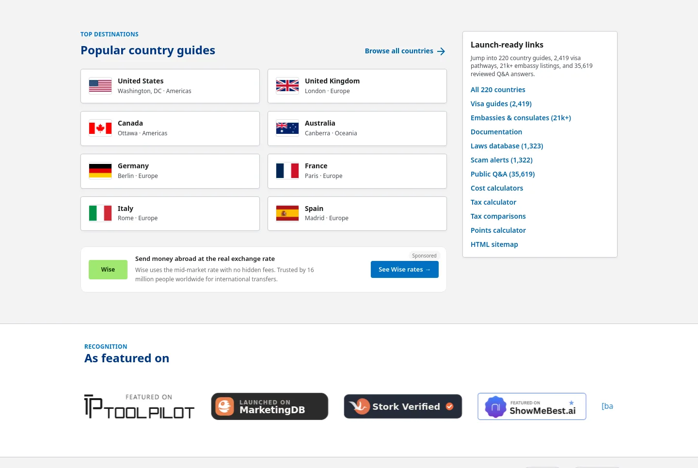 migrantiq.com — a real Logo Wall section