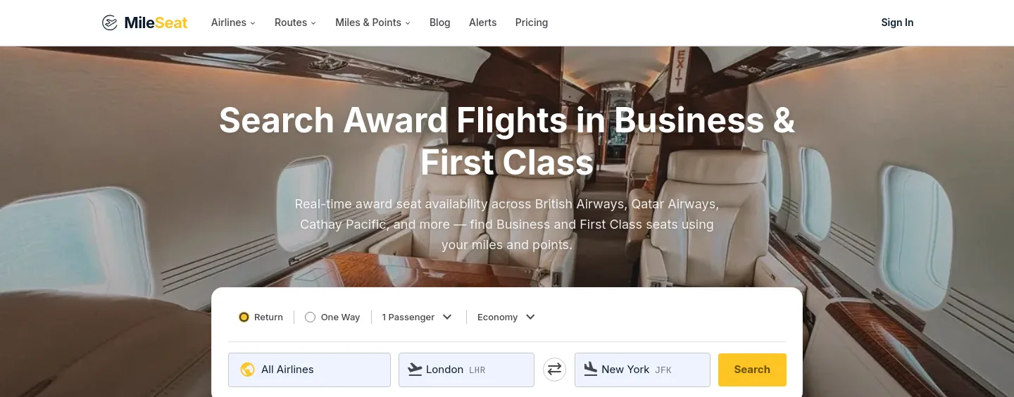 mileseat.com — a measured funnel