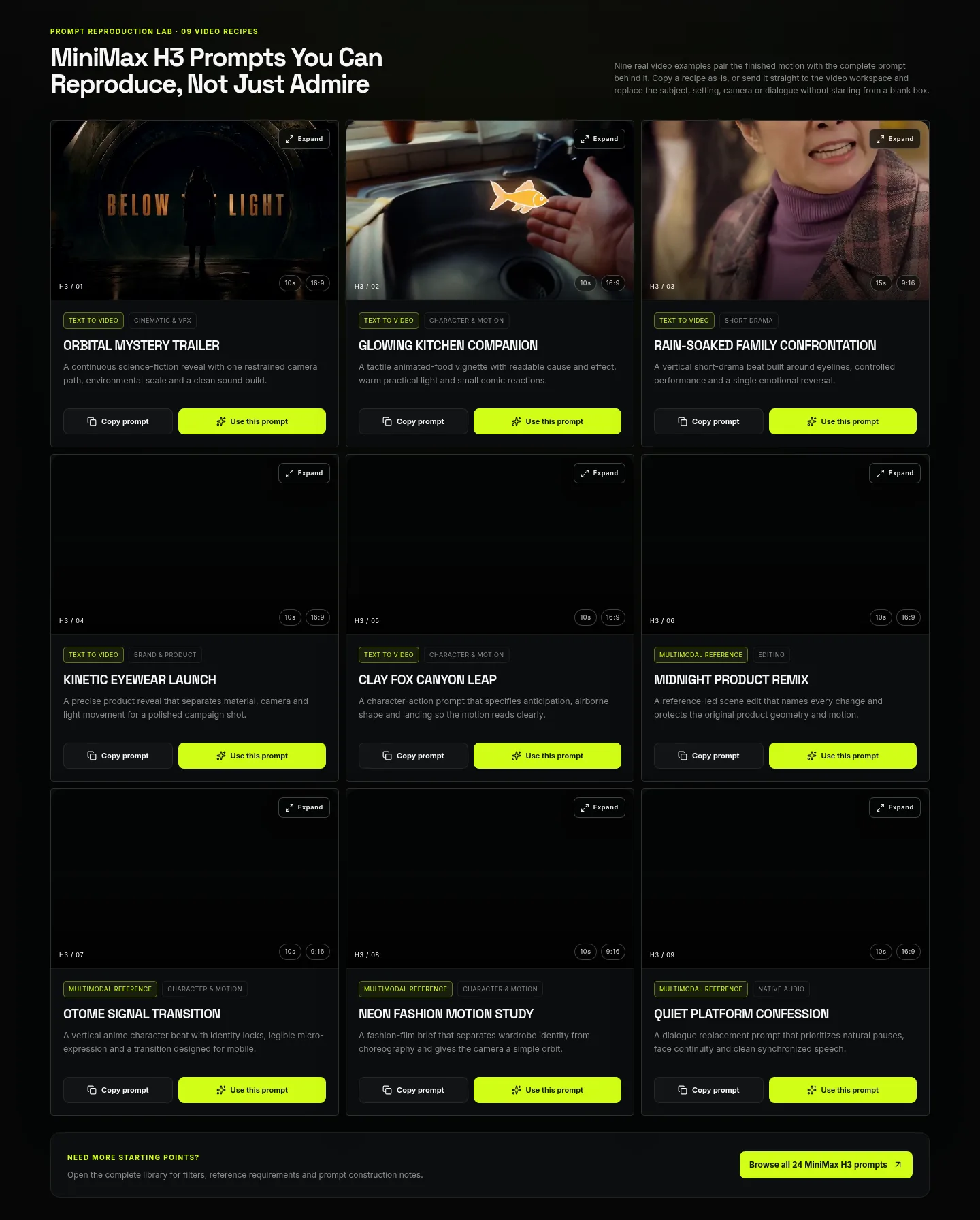 minih3.pro — a real Features section