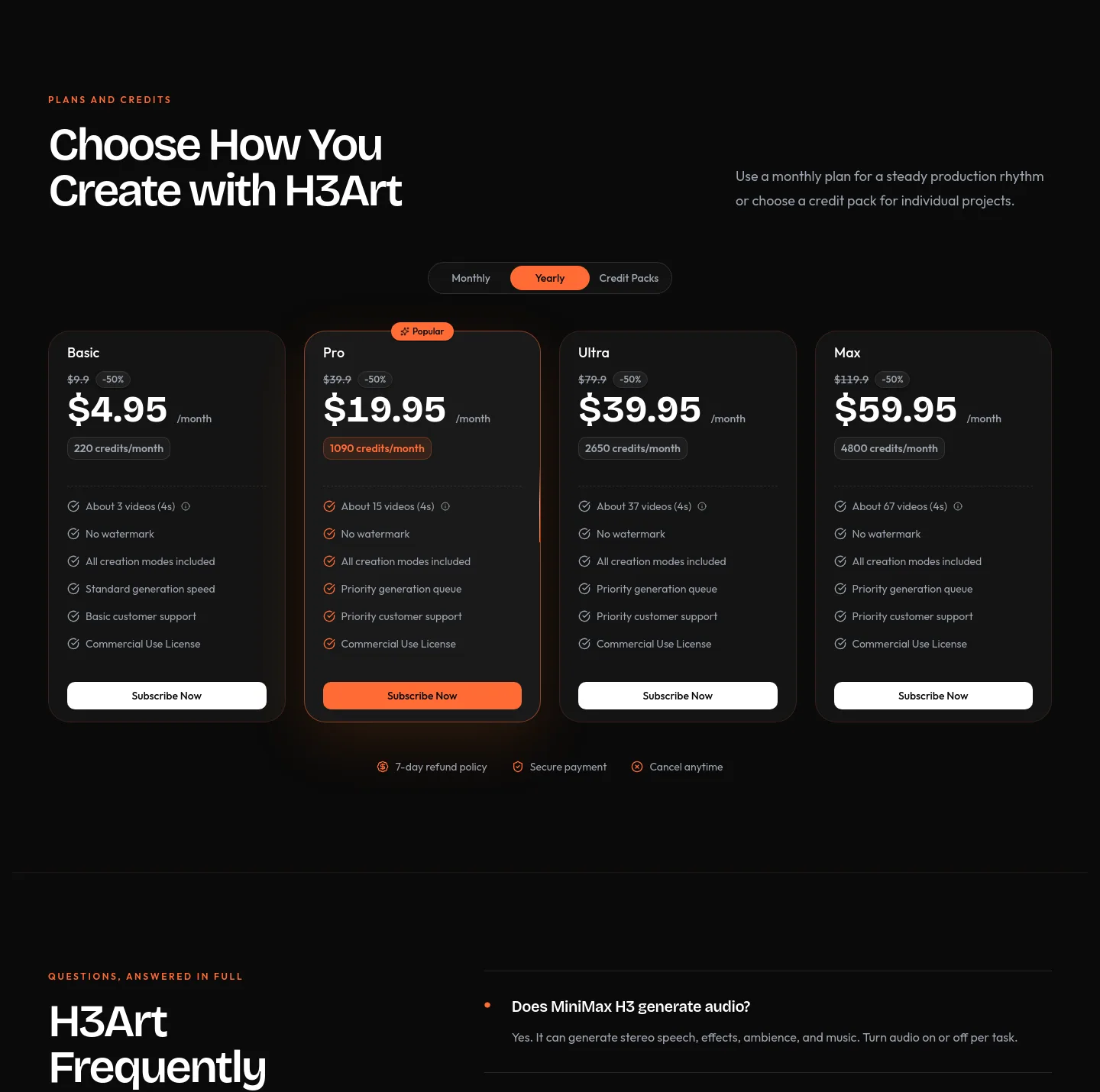 minimax-h3.art Pricing section
