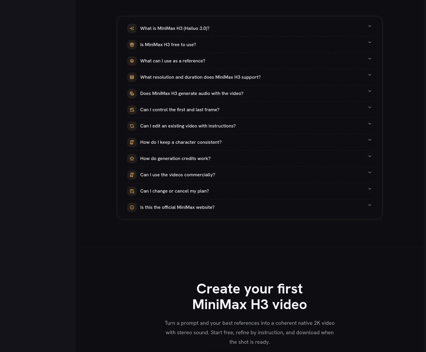 minimax-h3.io — a real FAQ section