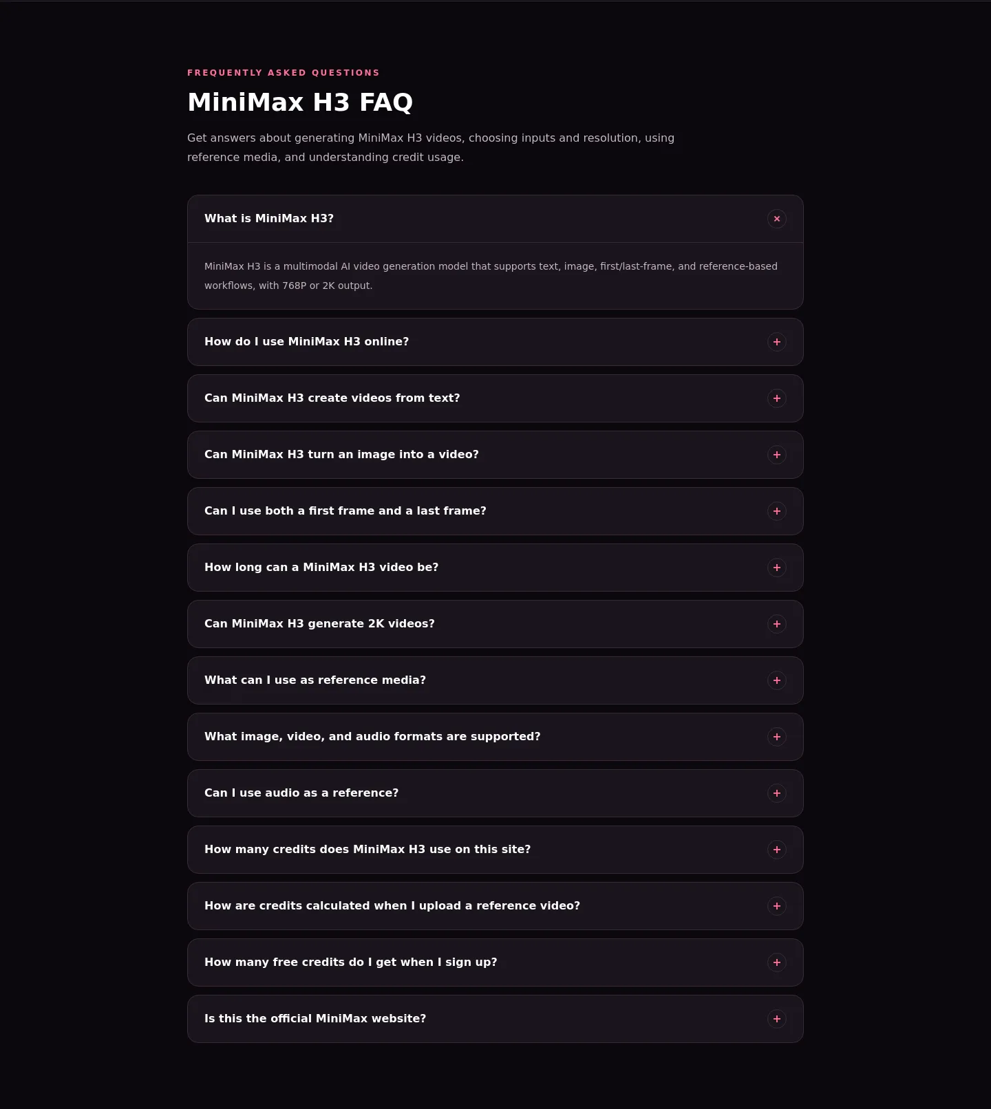 minimax-h3.com FAQ section