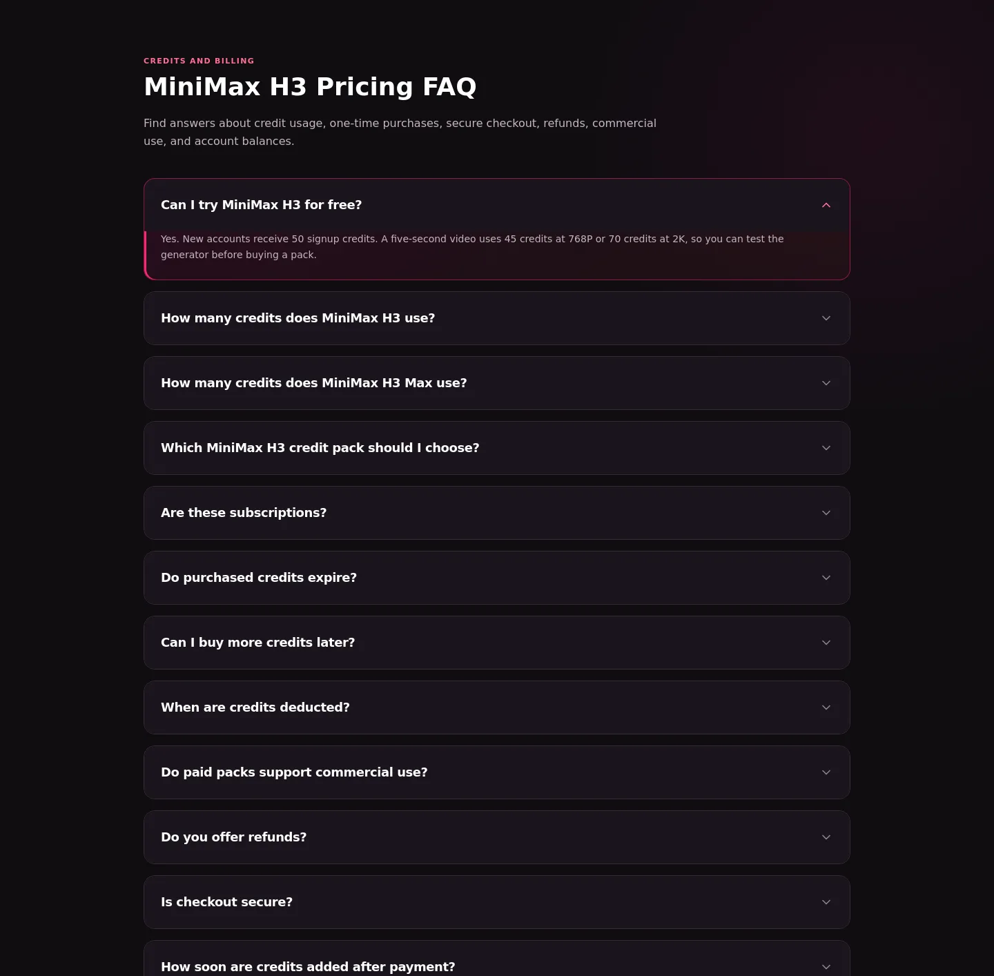 minimax-h3.com FAQ section