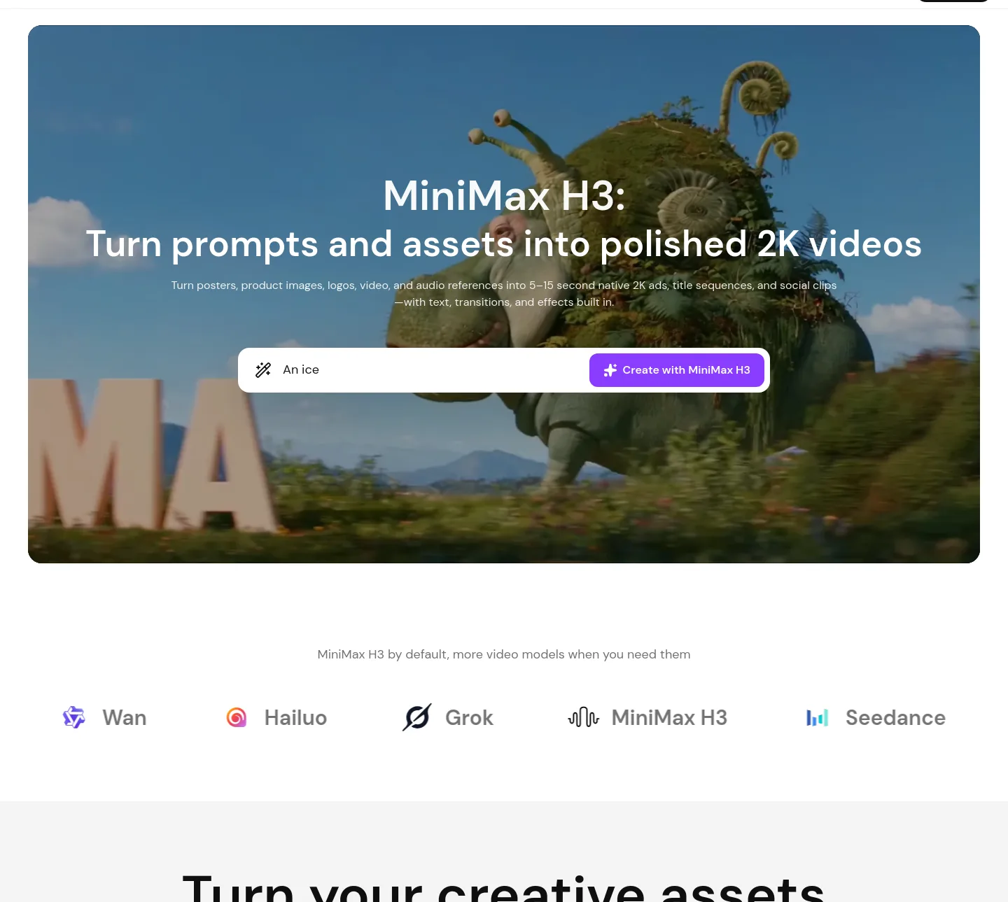 minimaxh3.tv Hero section