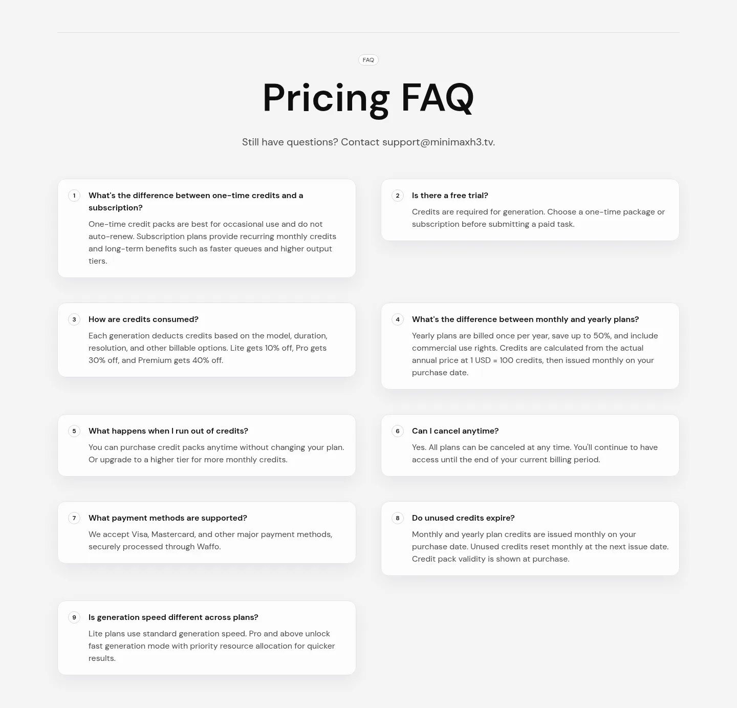 minimaxh3.tv — a real FAQ section