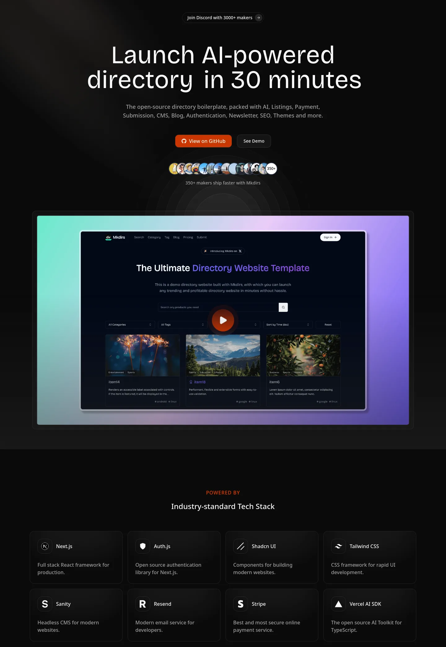 mkdirs.com — a real Hero section