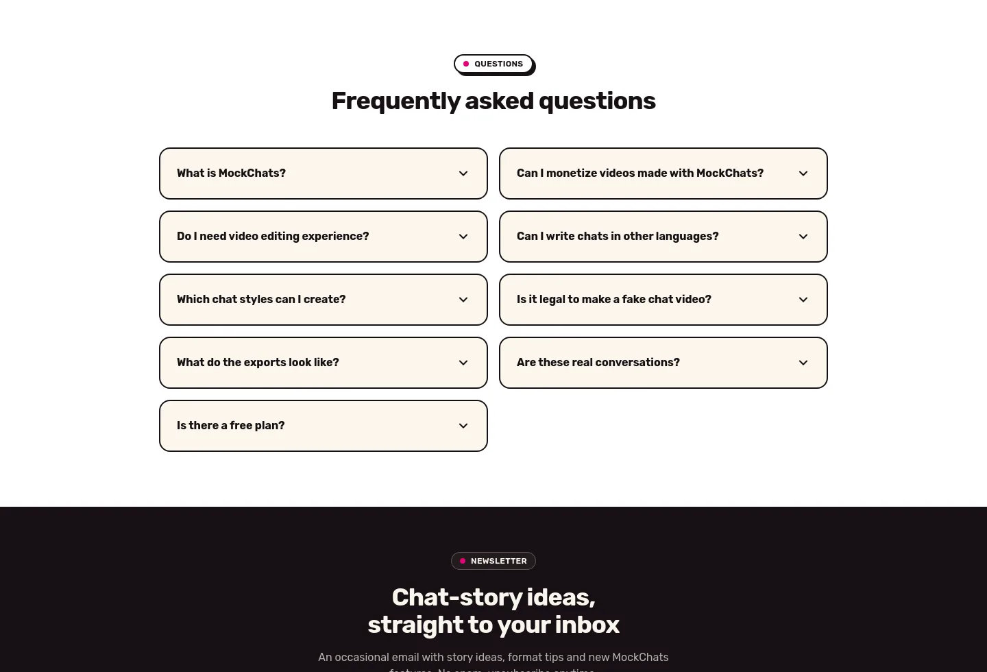 mockchats.com FAQ section