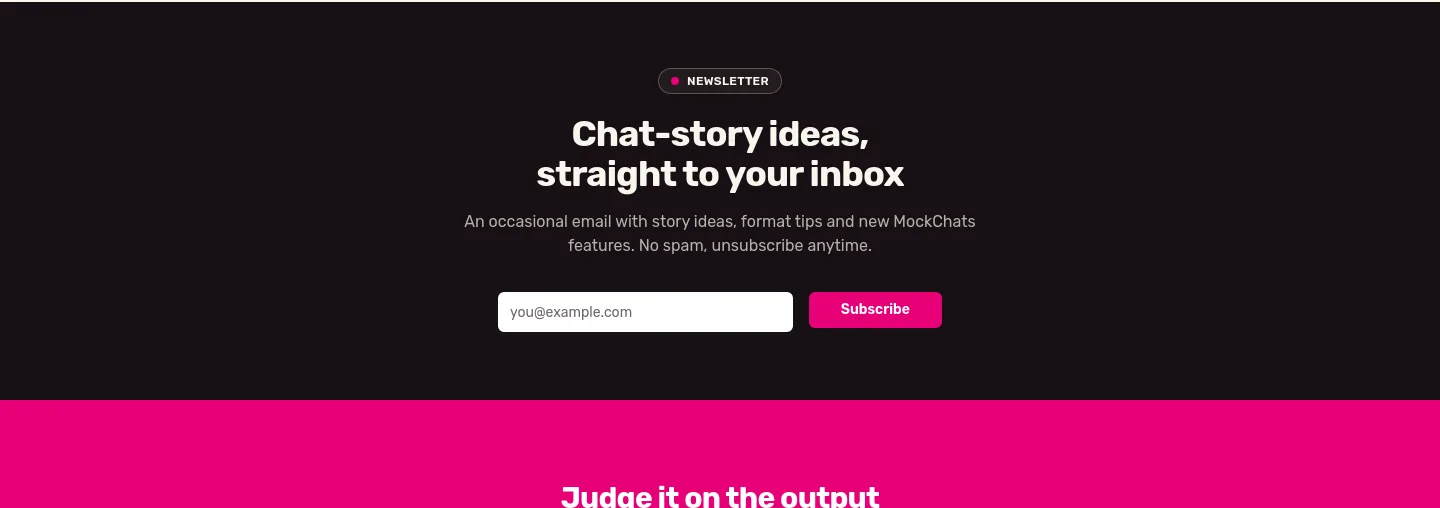 mockchats.com Email Capture section