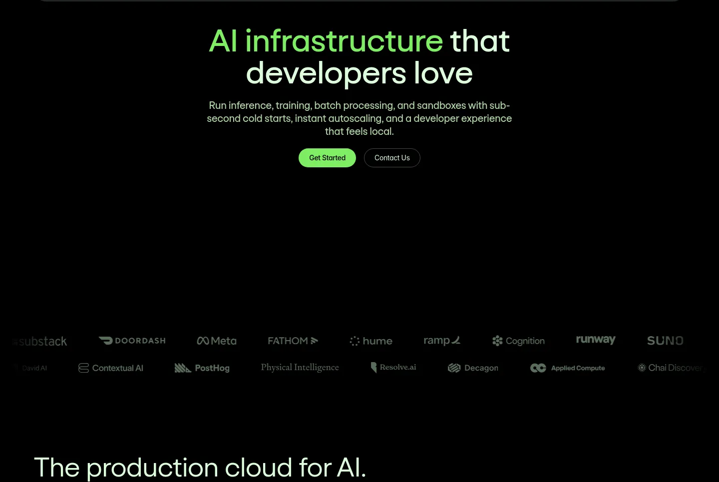 modal.com — a real Hero section