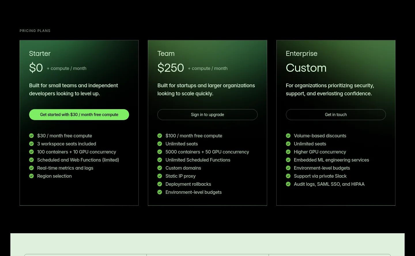modal.com Pricing section