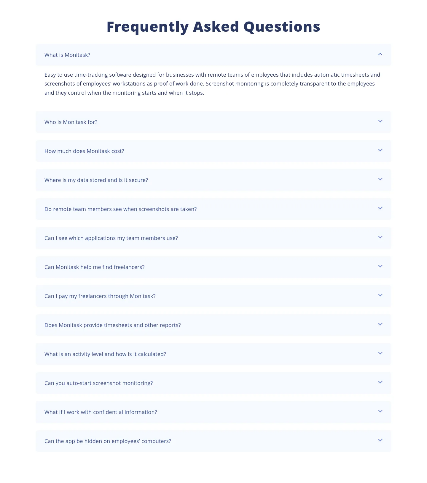 monitask.com FAQ section