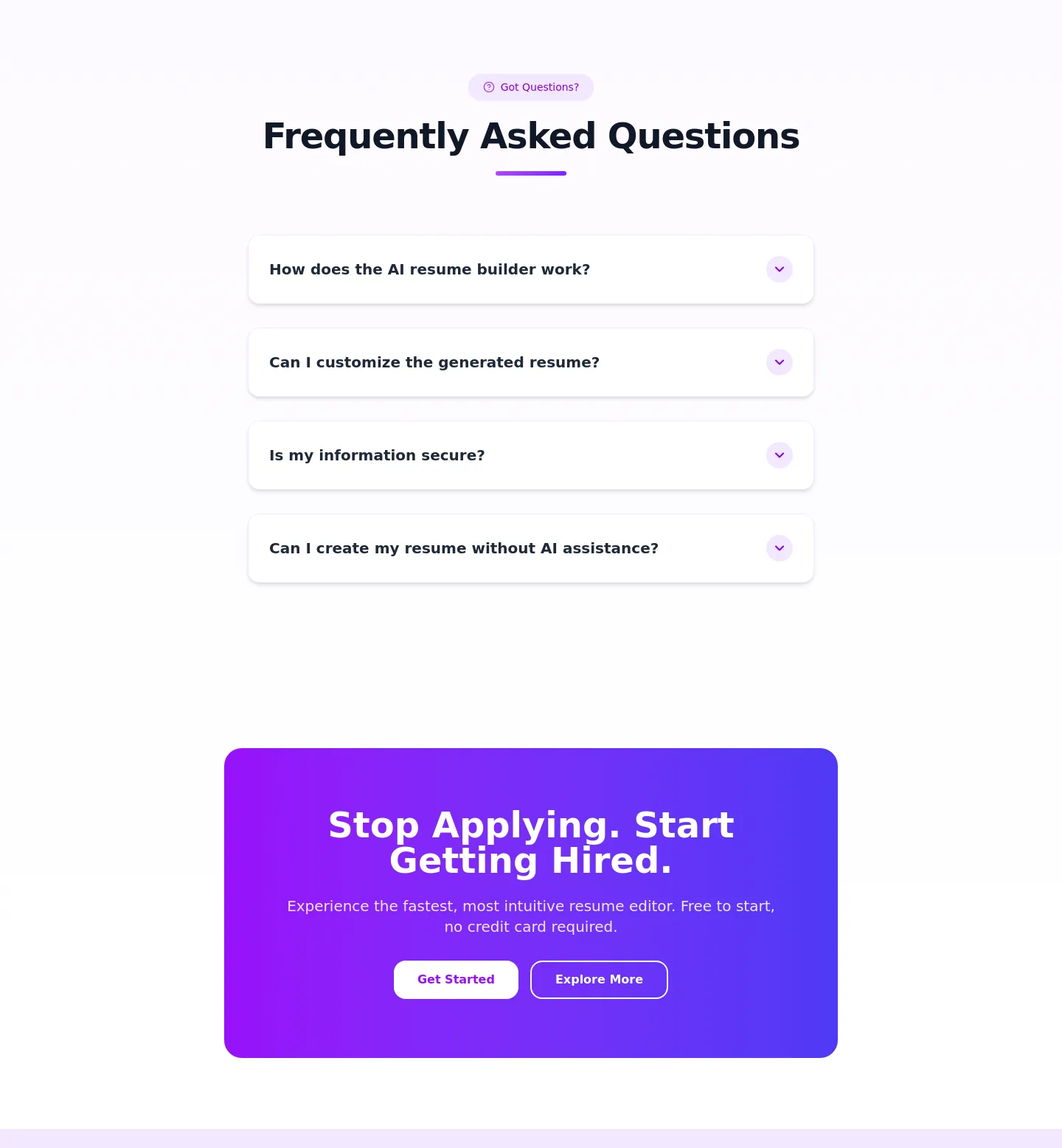 mooncv.com FAQ section