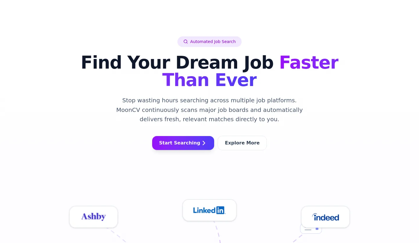 mooncv.com Hero section