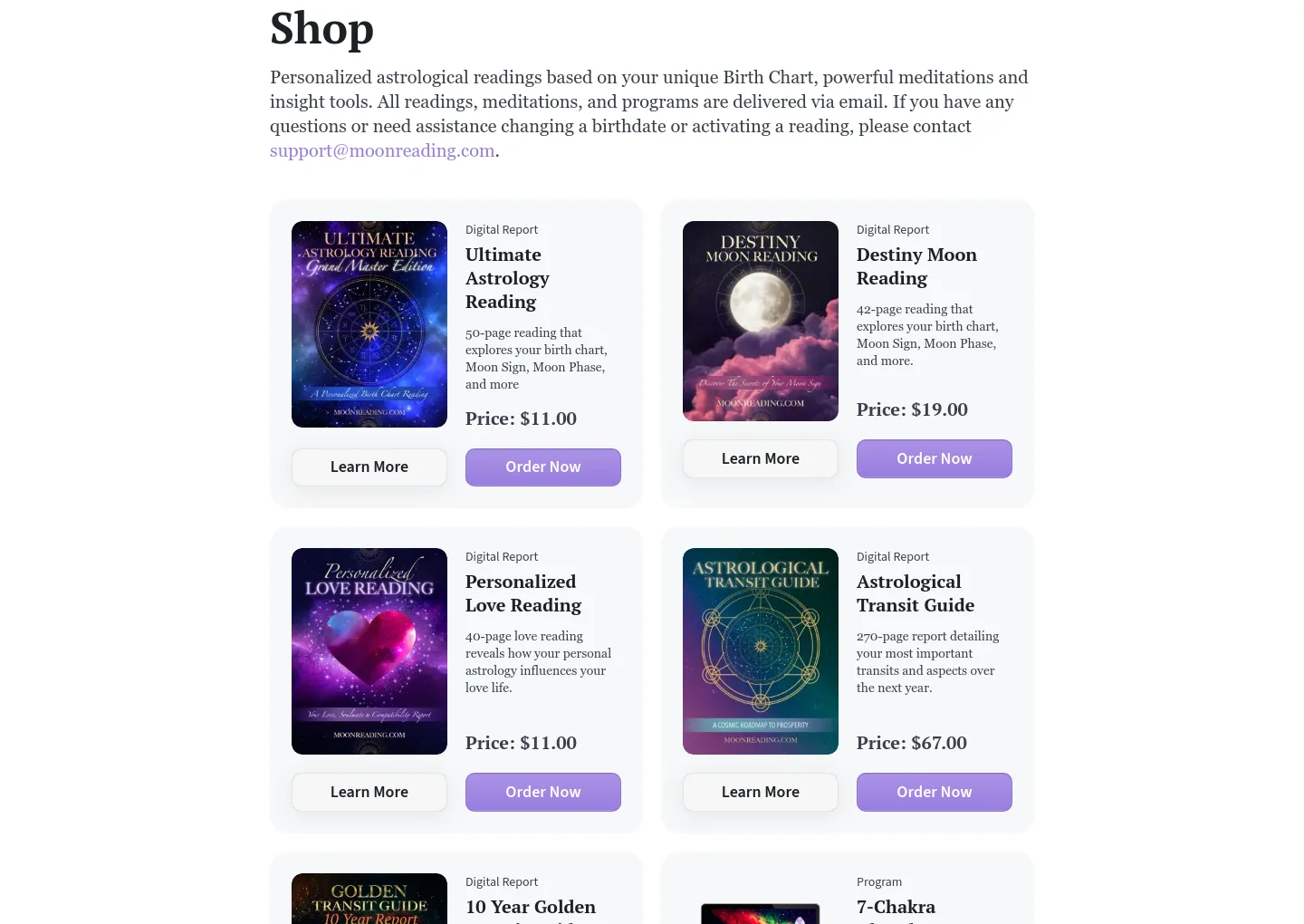 moonreading.com — a real Hero section