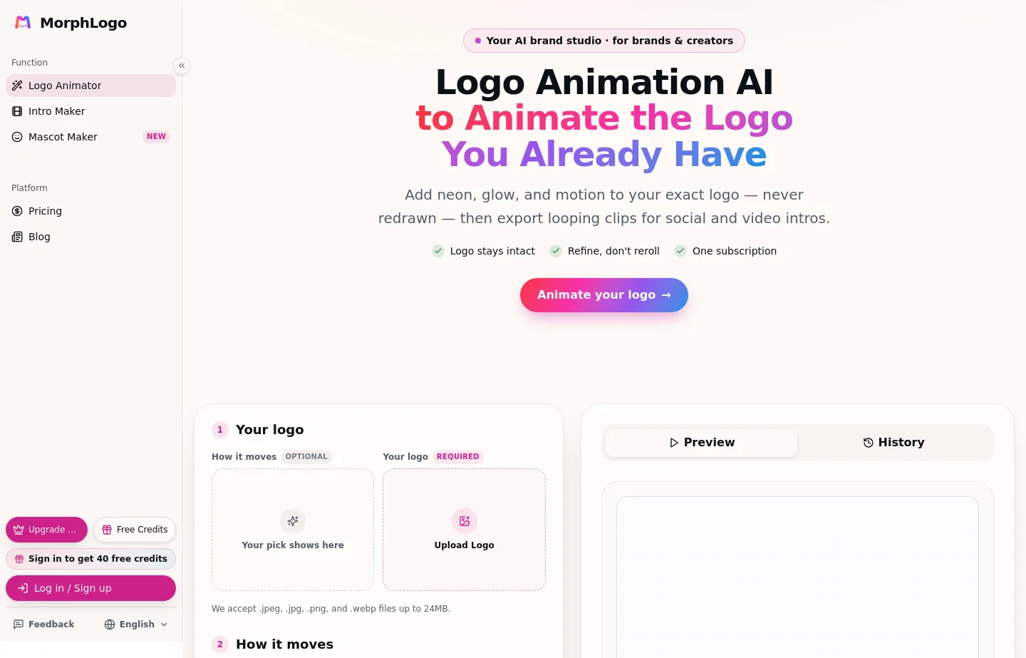 morphlogo.com Hero section