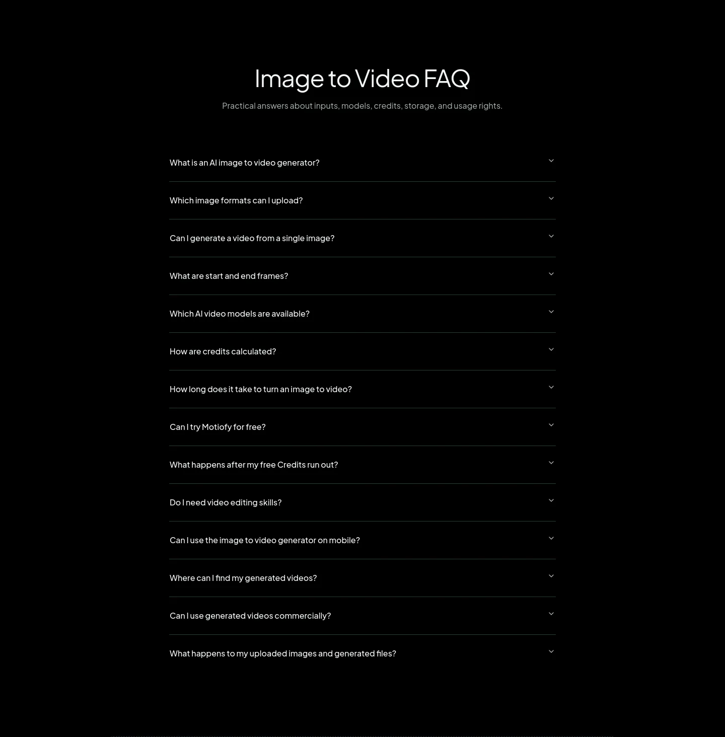 motiofy.ai FAQ section