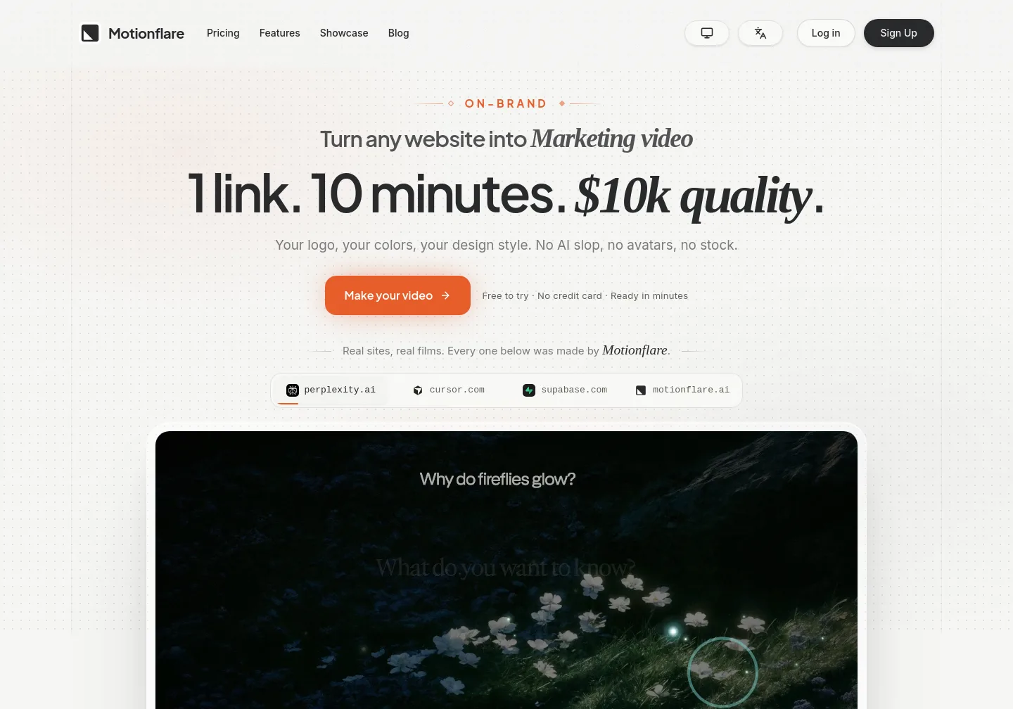 motionflare.ai — a measured funnel