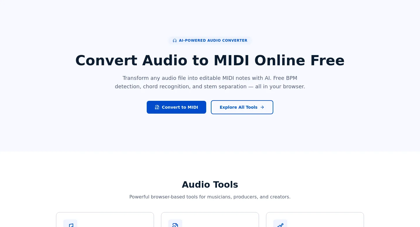 mp3tomidi.art — a real Hero section