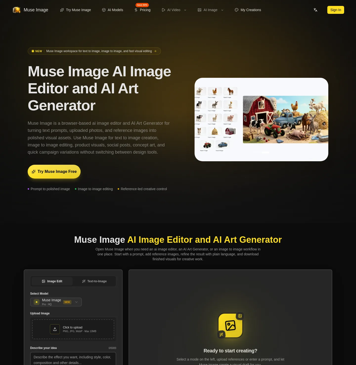 museimageai.pro Hero section