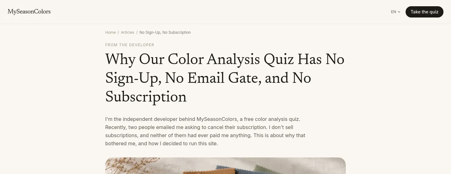 myseasoncolors.com — a real Hero section