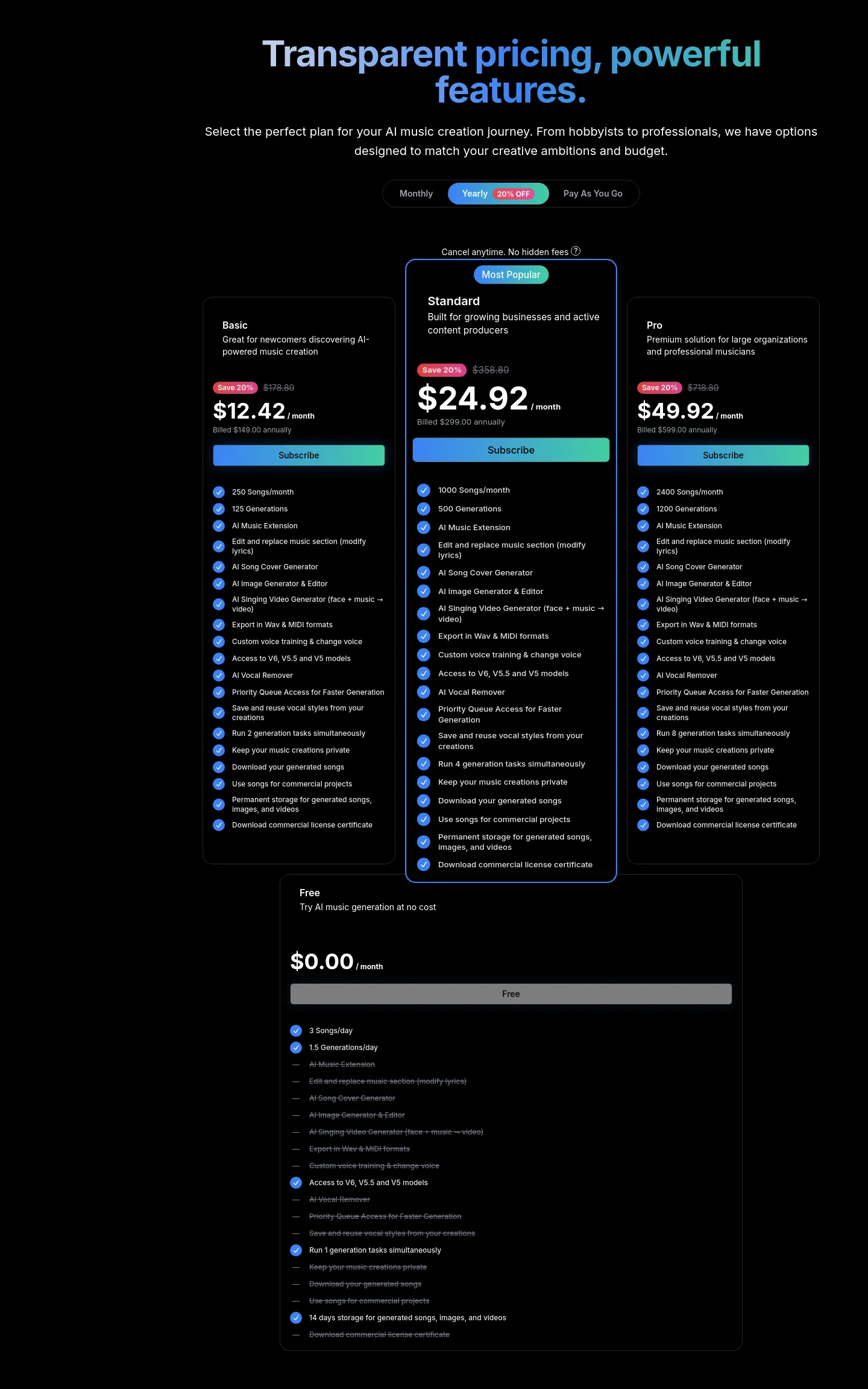 nafy.ai Pricing section