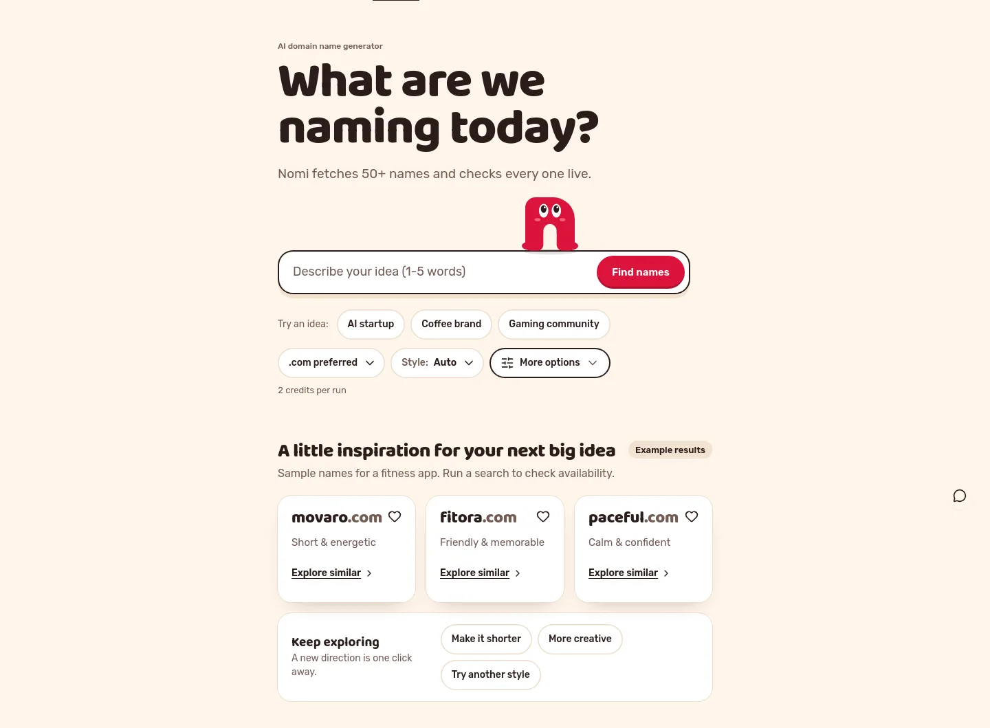 nametastic.com — a real Hero section