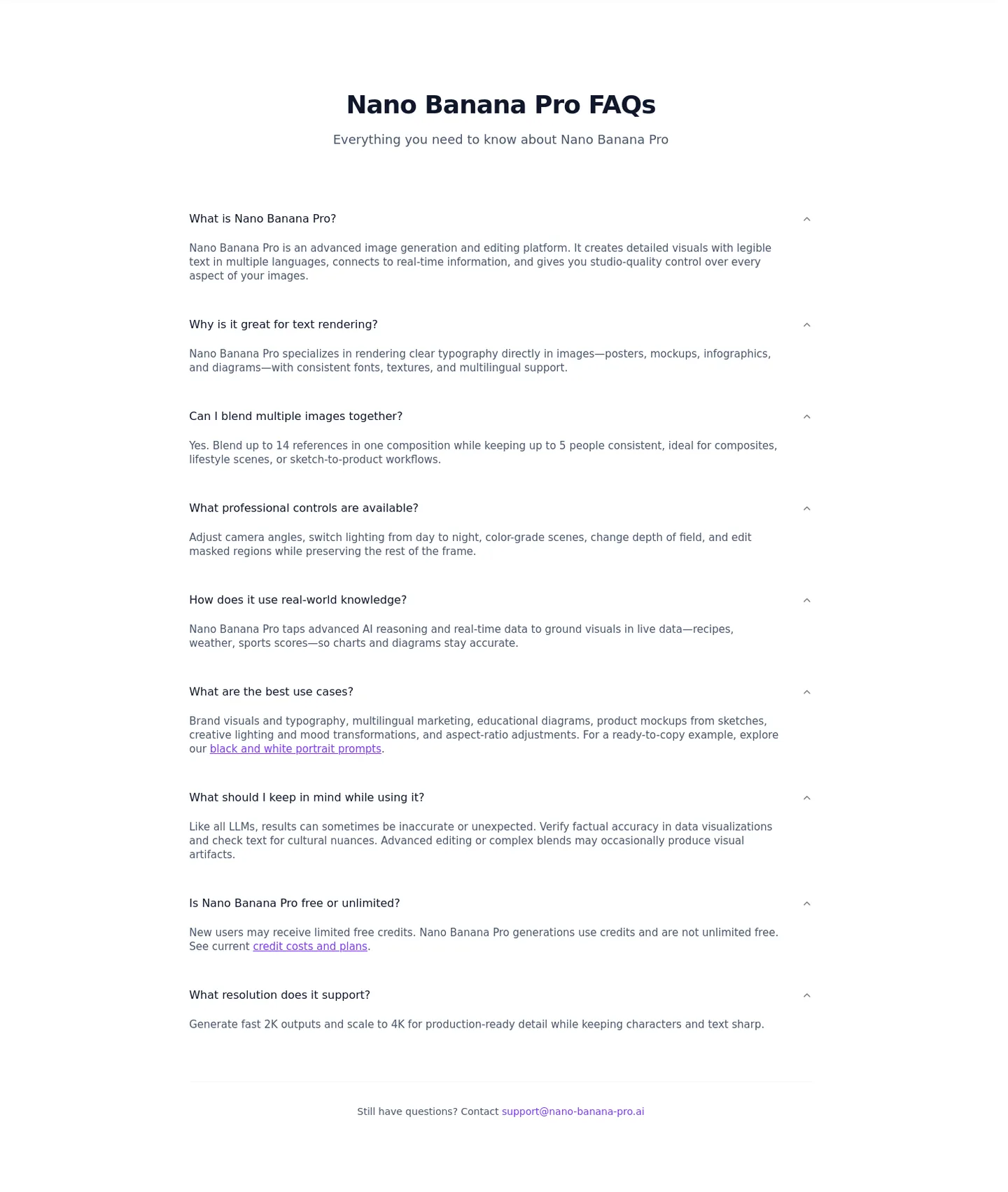 nano-banana-pro.ai FAQ section