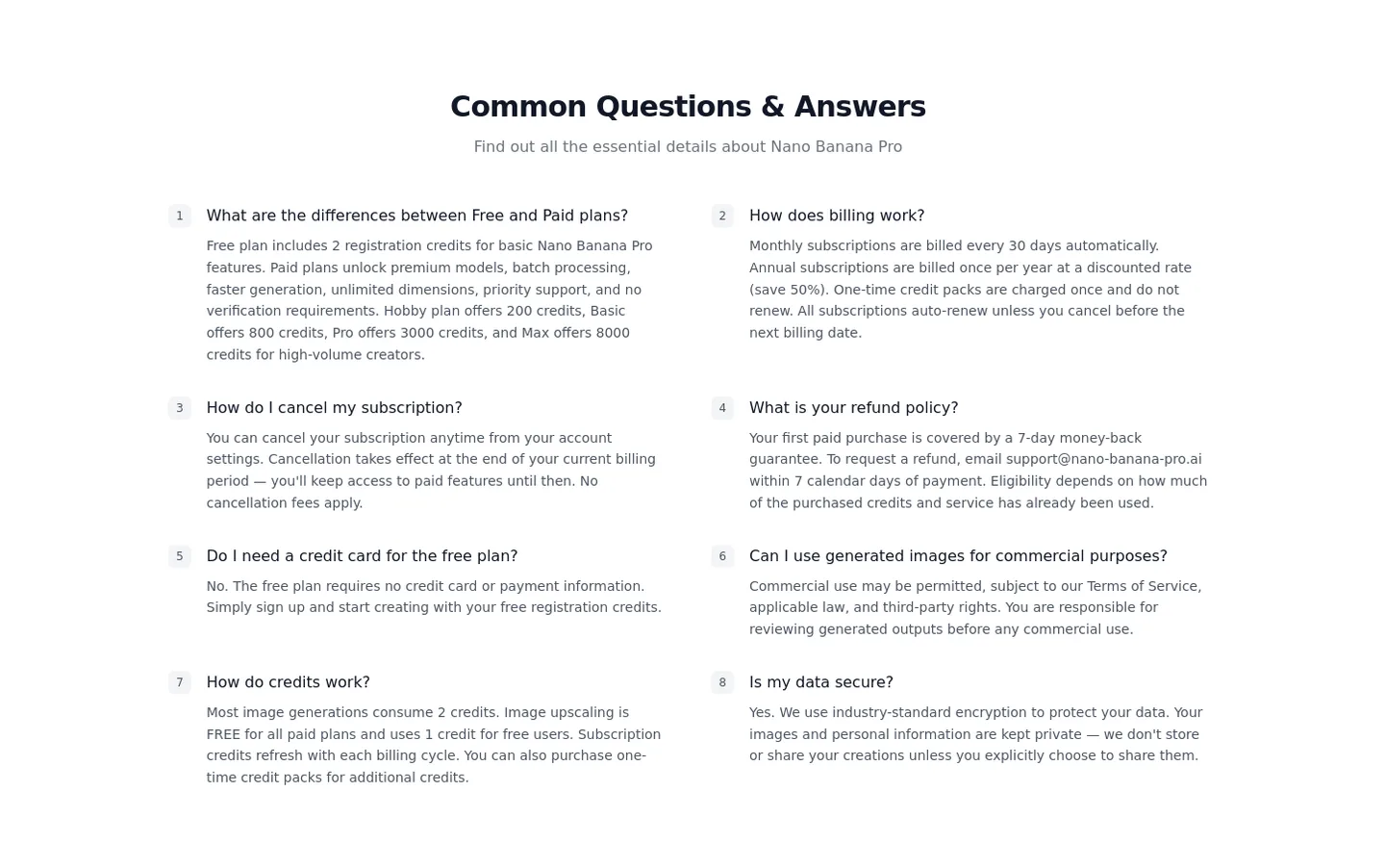 nano-banana-pro.ai FAQ section