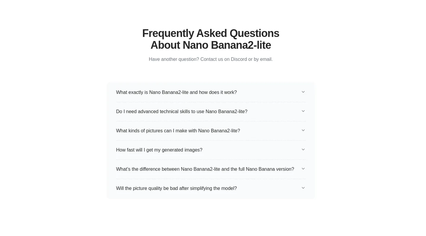 nanobanana2-lite.io — a real FAQ section