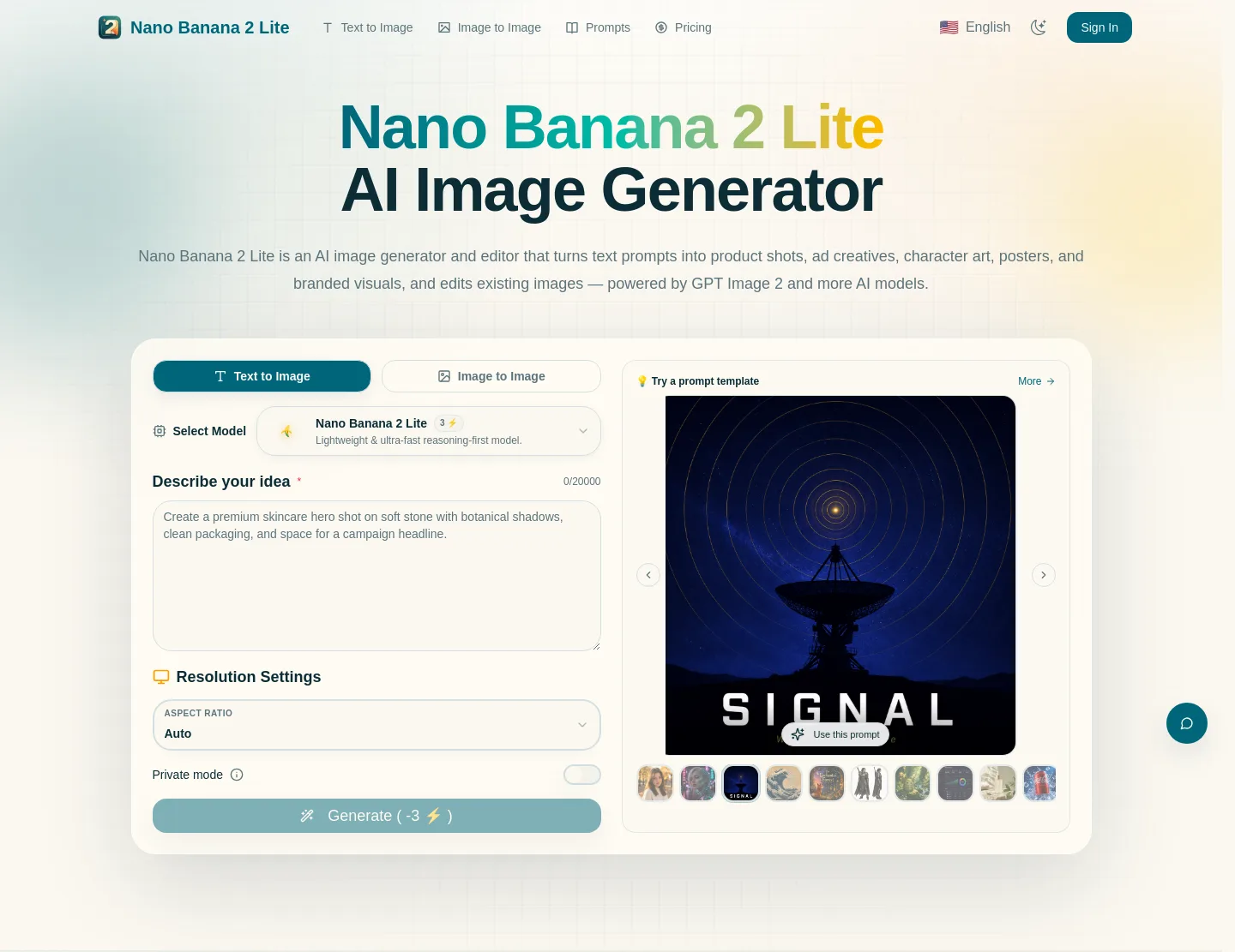 nanobananalite.app Hero