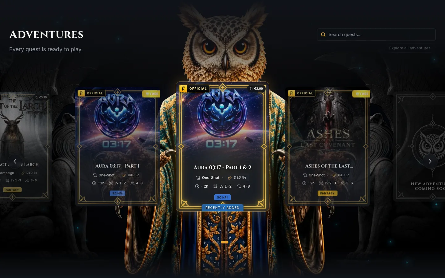 narrantium.com — a real Features section