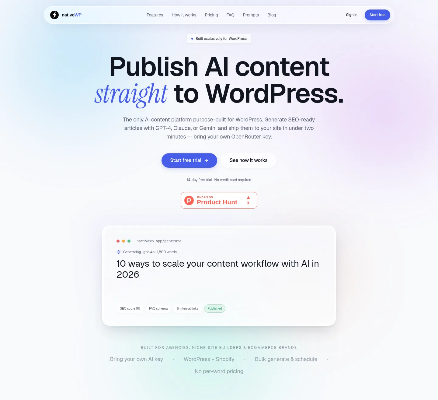 nativewp.app — a real Hero section