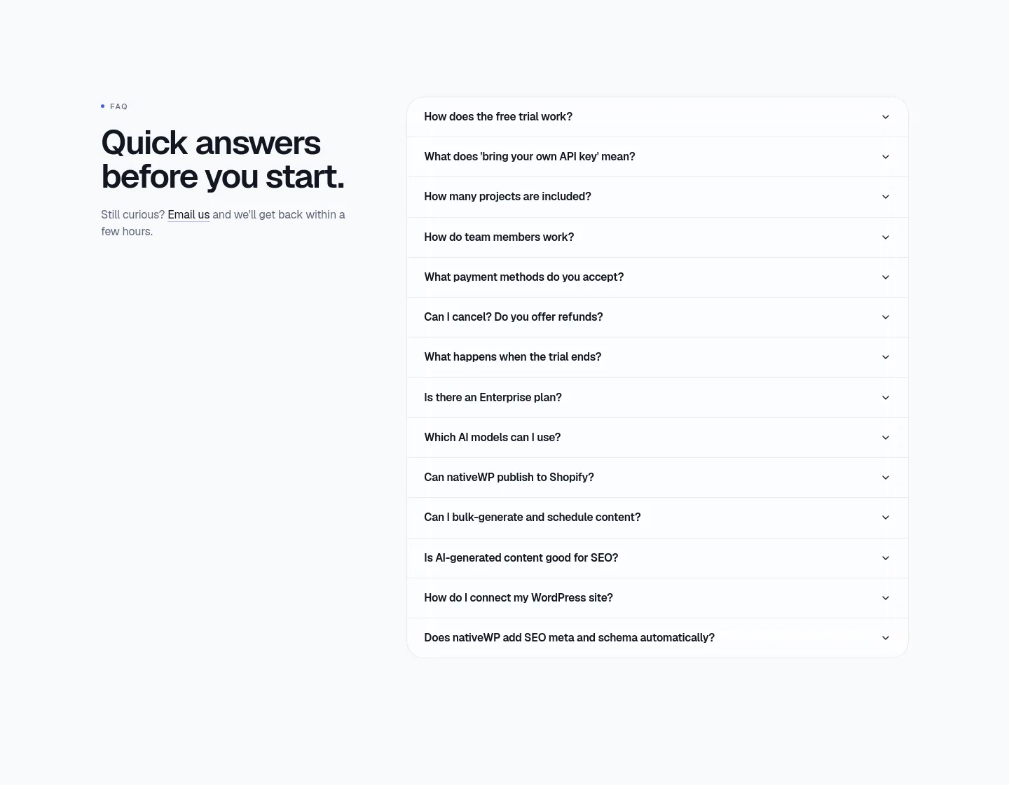 nativewp.app FAQ section