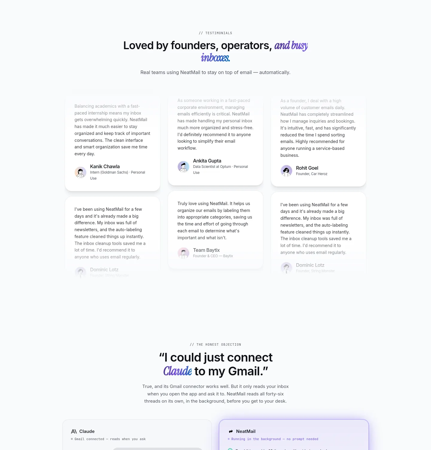 neatmail.app — a real Logo Wall section