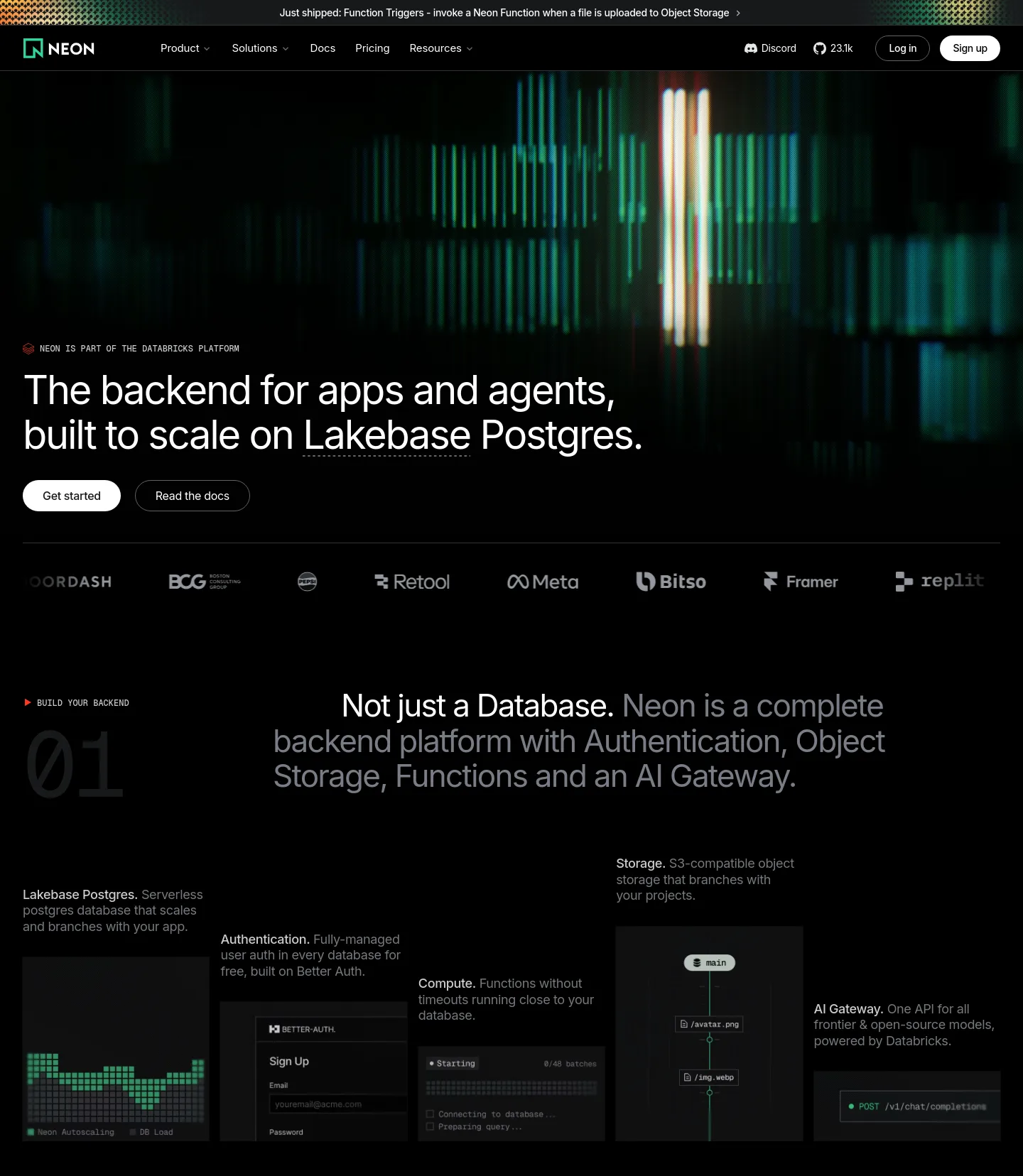 neon.tech — a measured funnel