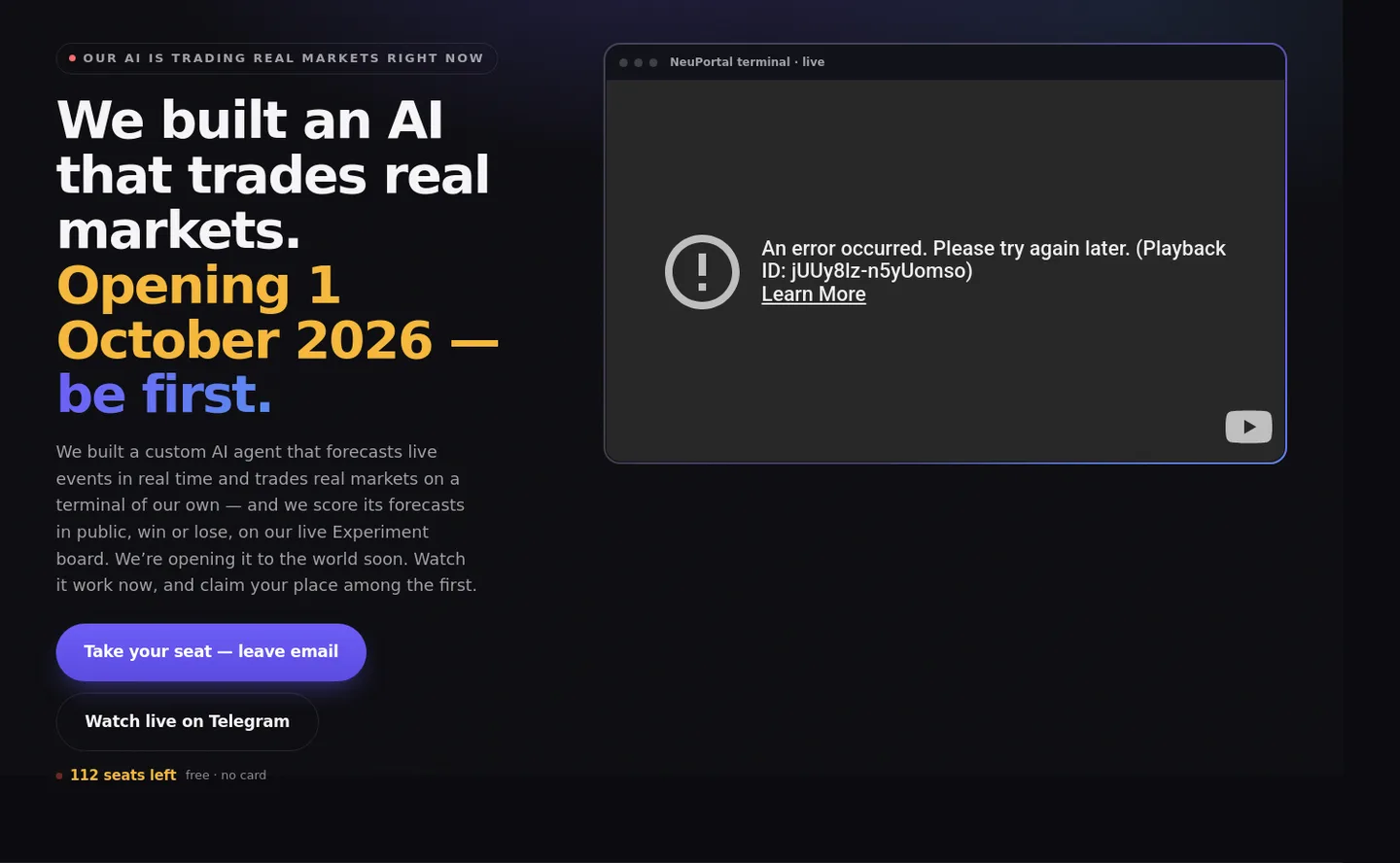 neuportal.ai — a real Hero section