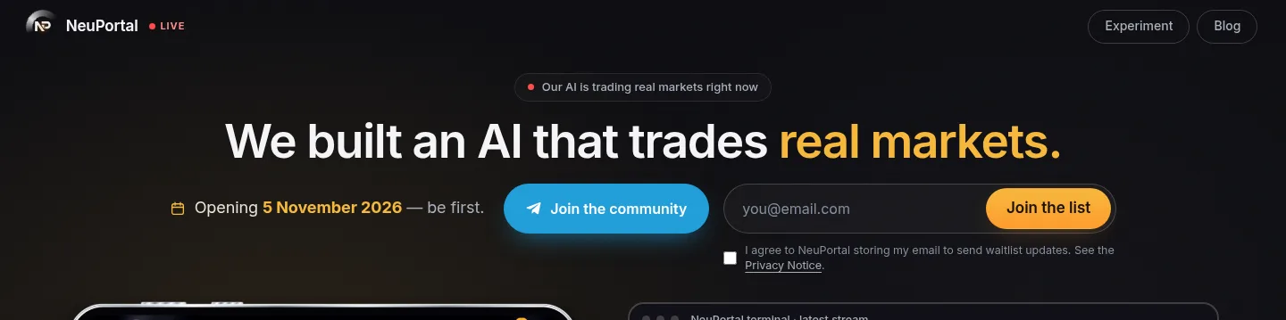 neuportal.ai — a measured funnel