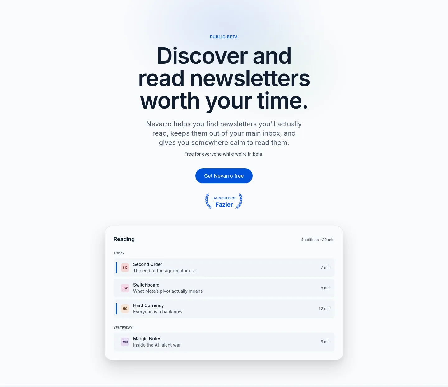 nevarroapp.com — a real Hero section