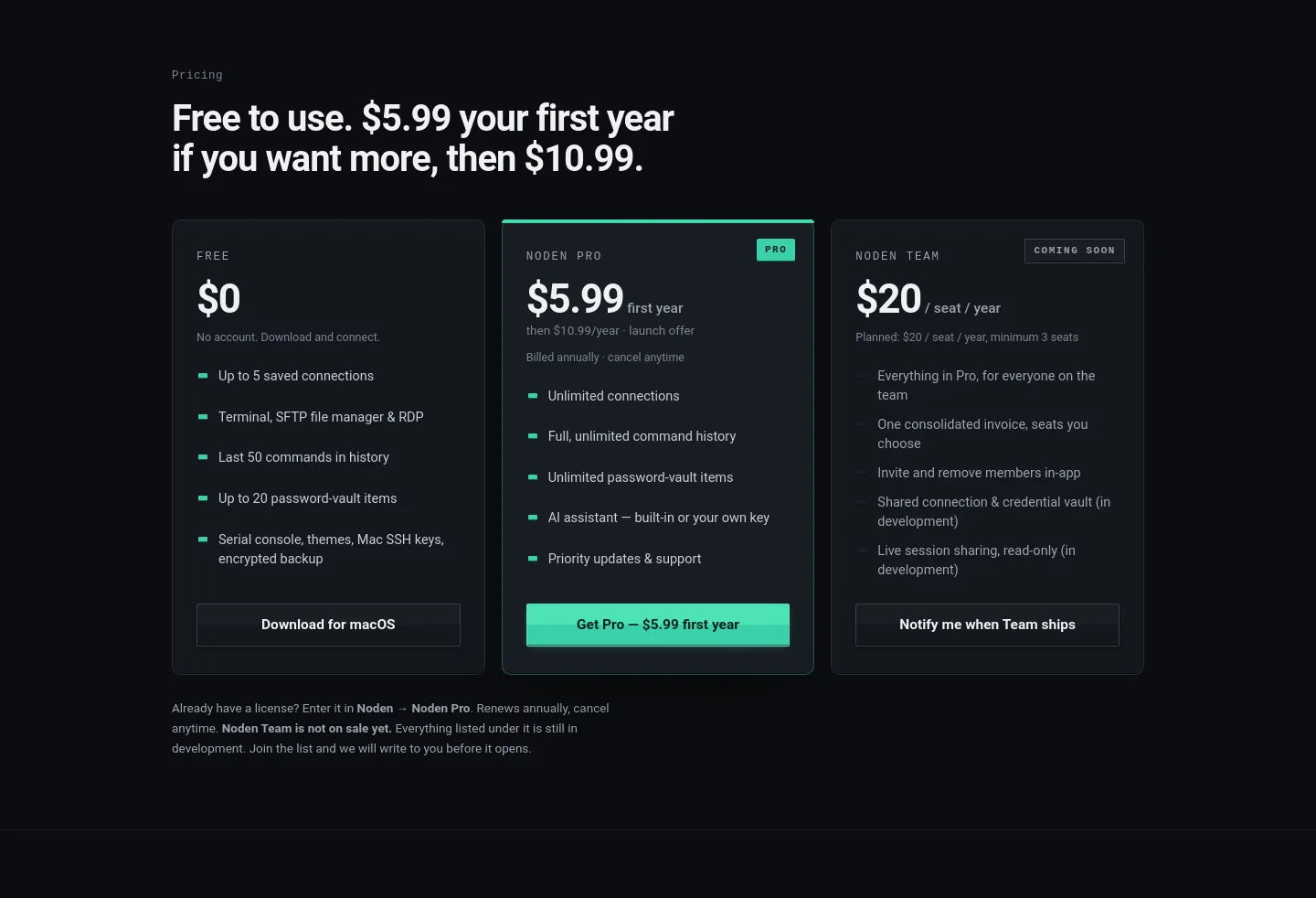 noden.useroamteknoloji.com — a real Pricing section