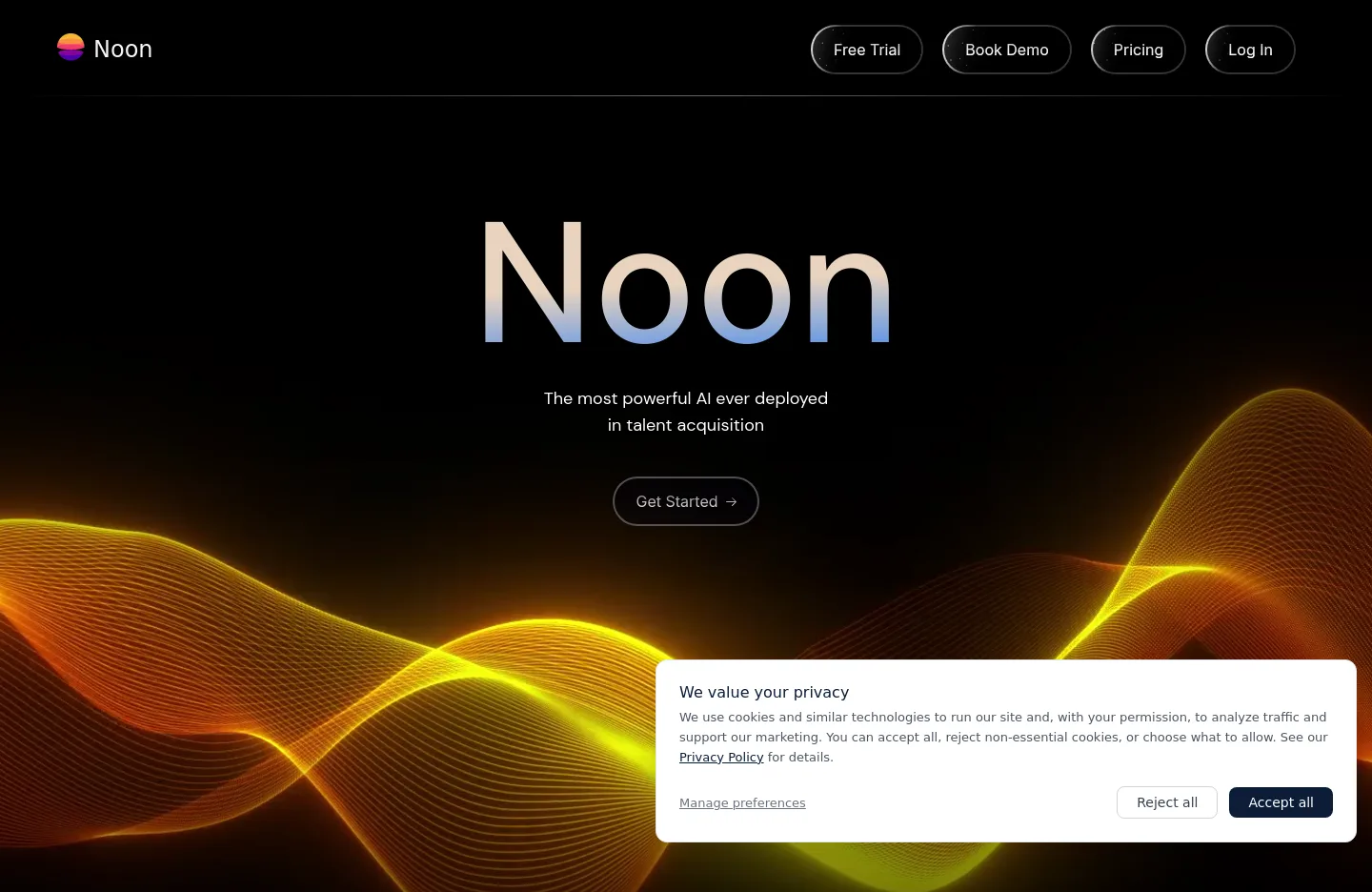 noon.ai — a real Hero section