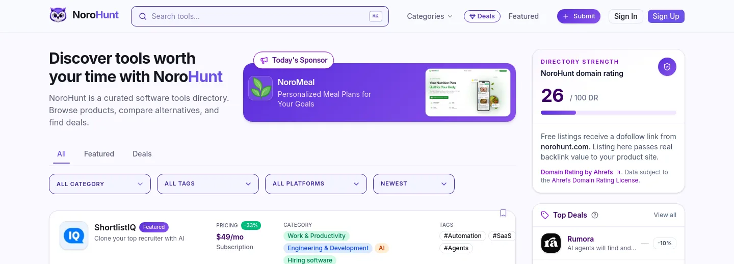 norohunt.com — a measured funnel